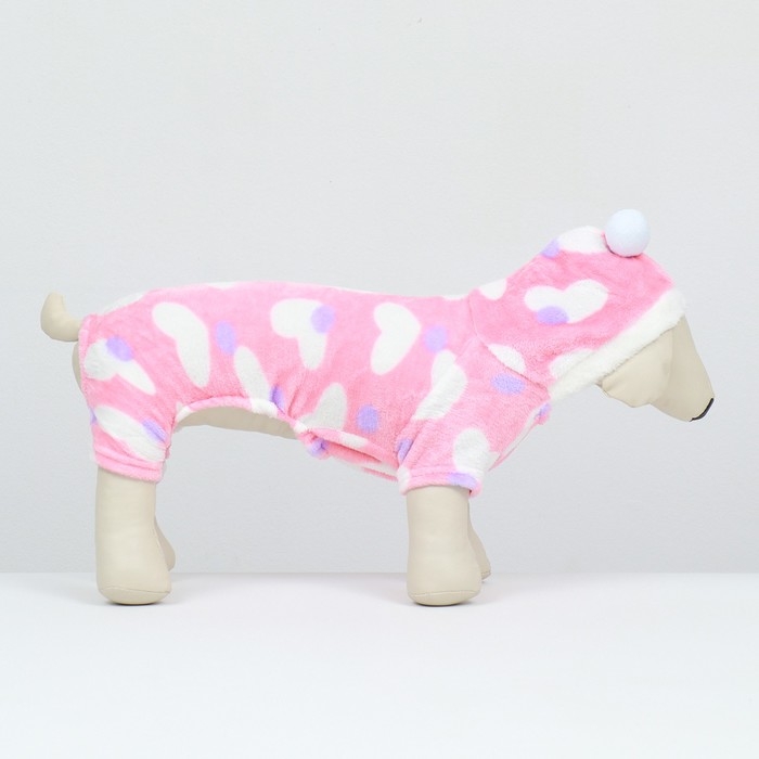 Комбинезон "Любовь" с капюшоном, размер M (ДС 30 см, ОГ 40 см, ОШ 30 см), розовый