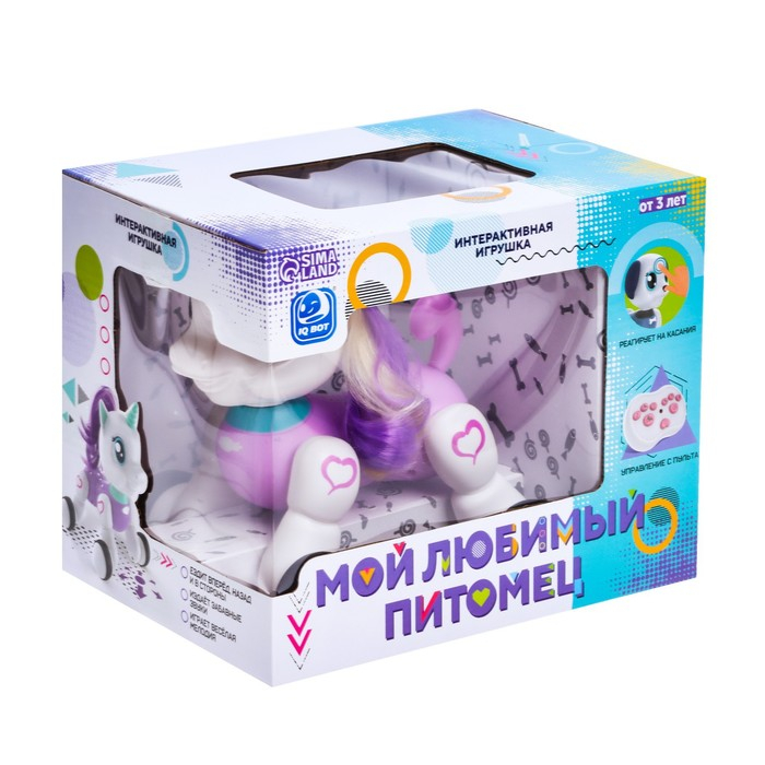 Робот единорог &laquo;Мой любимый питомец&raquo; IQ BOT, на пульте управления, интерактивный: звук, сенсорный, на аккумуляторе, фиолетовый