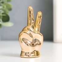 Сувенир керамика "Рука - Мир" золото 4х2,7х7,5 см