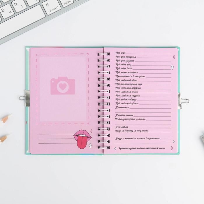 Анкета в твердой обложке на замочке &laquo;Анкета енотик&raquo;, А6 40 л