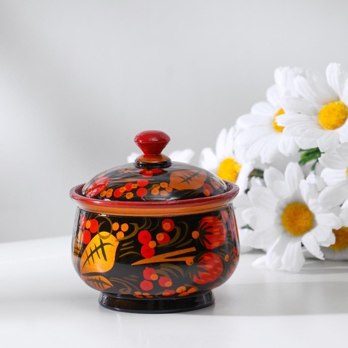 Солонка &laquo;Ягодка&raquo;, большая, 7&times;10 см, хохлома