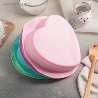 Форма для выпечки Доляна &laquo;Сердце. Круг&raquo;, силикон, 22&times;20 см, внутренний размер 17&times;19,5&times;5 см, цвет МИКС