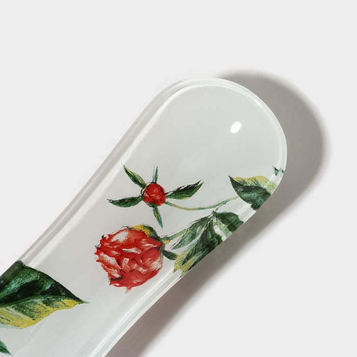 Подставка стеклянная под ложку Доляна «Пионы», 23,5×8,3 см Подставка стеклянная под ложку Доляна «Пионы», 23,5×8,3 см