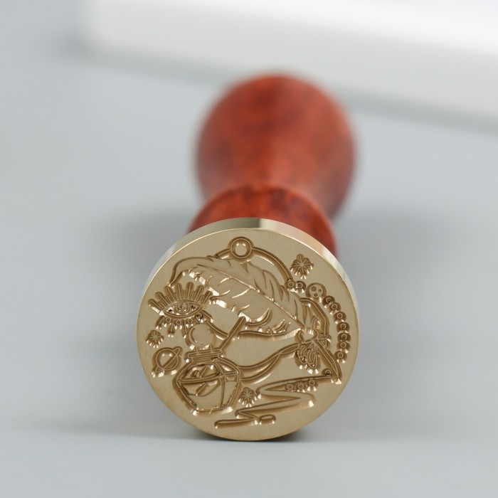 Печать для сургуча с деревянной ручкой Печать для сургуча с деревянной ручкой "Перо и чернила" 9х2,5х2,5 см