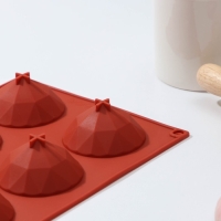 Форма для выпечки Доляна &laquo;Бриллиант&raquo;, силикон, 8 ячеек, 29&times;17&times;2,2 см, d=5,8 см, цвет коричневый