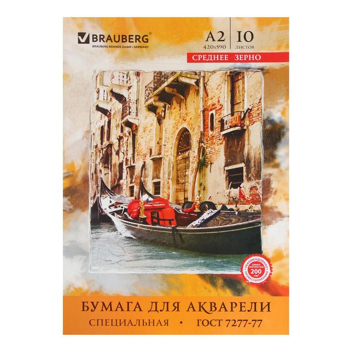 Папка для акварели А2, 400 х 590 мм, 10 листов, блок 200 г/м2 бумага по ГОСТ 7277-77