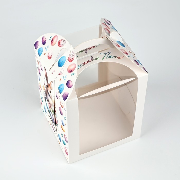Складная коробка под торт &laquo;Пасхальный кролик&raquo;, 15 х 15 х 18 см