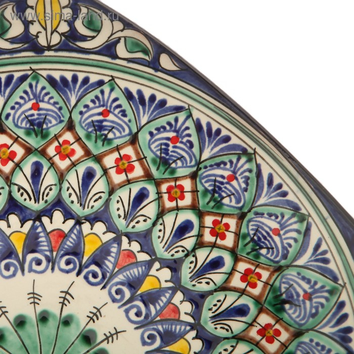 Ляган Риштанская Керамика "Узоры", 25 см, квадратный, синий, микс