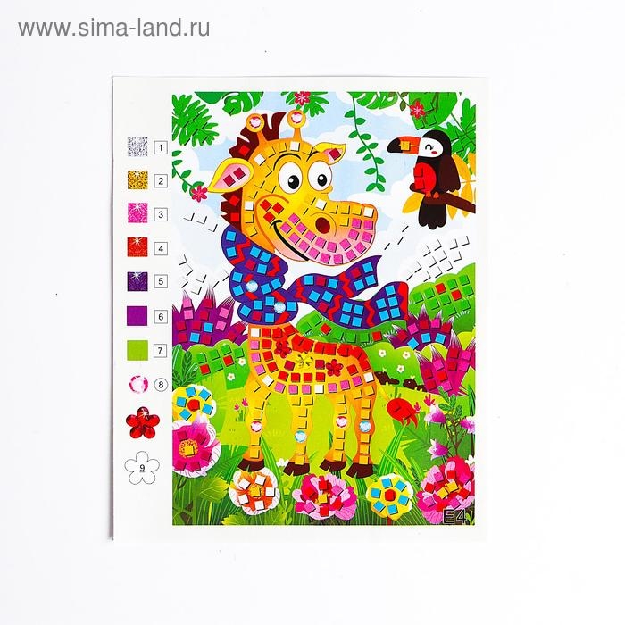Мозаика стикерная &laquo;Жираф в шарфике&raquo; блестки, стразы