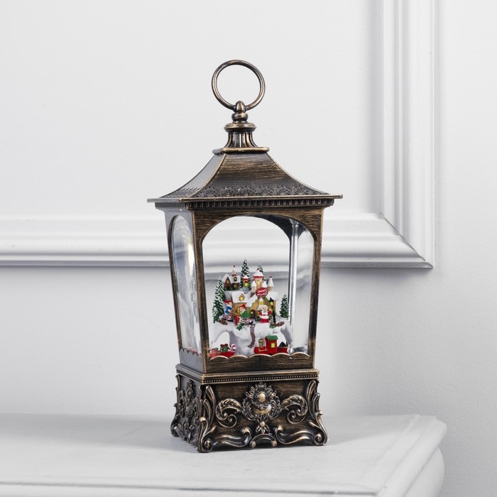 Светодиодная фигура «Фонарь с новогодним городом» 13.5 × 28.5 × 13.5 см, пластик, батарейки ААх3 (не в комплекте), USB, свечение тёплое белое Светодиодная фигура «Фонарь с новогодним городом» 13.5 × 28.5 × 13.5 см, пластик, батарейки ААх3 (не в комплекте), USB, свечение тёплое белое