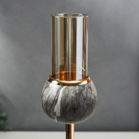 Подсвечник металл на 1 свечу "Серый  мрамор" 25х8х8 см