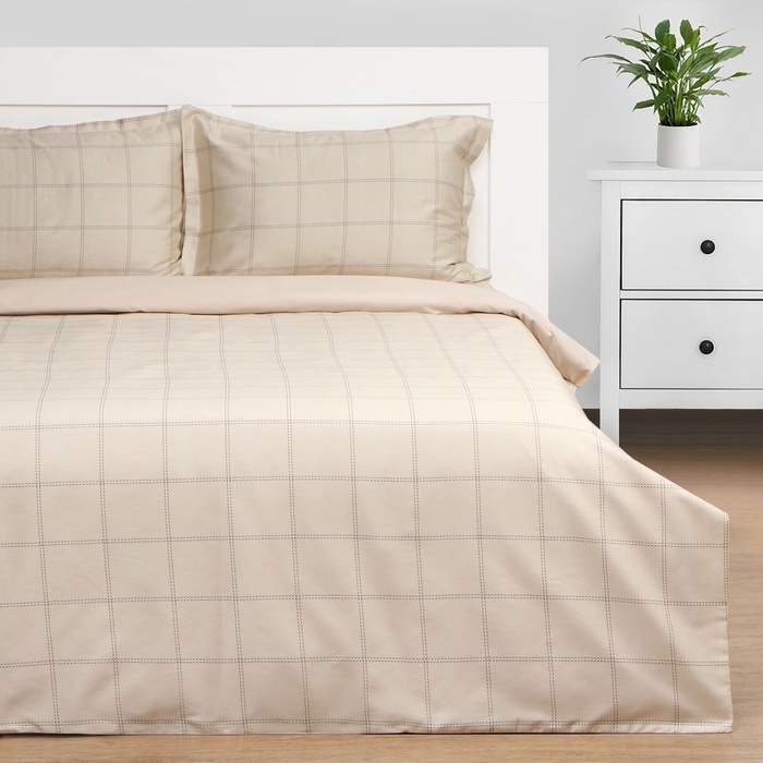Постельное бельё Этель 1,5 сп Cage: beige, 143х215 см, 150х215 см, 50х70+3 см-2 шт, мако-сатин, 114г/м2 Постельное бельё Этель 1,5 сп Cage: beige, 143х215 см, 150х215 см, 50х70+3 см-2 шт, мако-сатин, 114г/м2