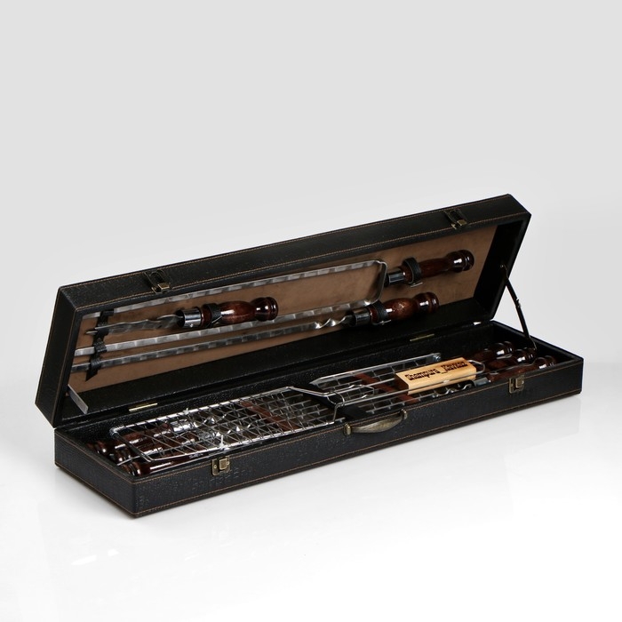 Набор с шампурами подарочный Набор с шампурами подарочный "Пикник" в коробке из эко-кожи №3