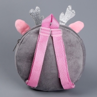 Рюкзак детский плюшевый, круглый &laquo;Оленёнок&raquo;, 18 &times; 18 см