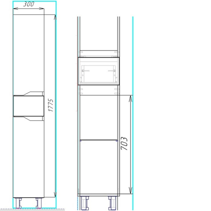 Пенал для ванной комнаты "Анталия 300",  29,2 см х 30 см х 190 см
