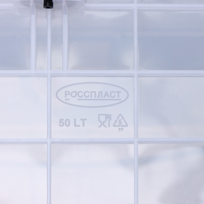 Контейнер для хранения с крышкой RICCO, 50 л, 61&times;39&times;32 см, на колёсах, прозрачный