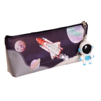 Пенал школьный на молнии, с подвеской, "Космос", МИКС