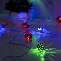 Гирлянда &laquo;Нить&raquo; 4 м с насадками &laquo;Шарик с орнаментом&raquo;, IP20, прозрачная нить, 20 LED, свечение мульти, 8 режимов, 220 В