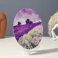 Тарелка декоративная &laquo;Лавандовое поле&raquo;, вид 2, с рисунком на холсте, D = 19,5 см