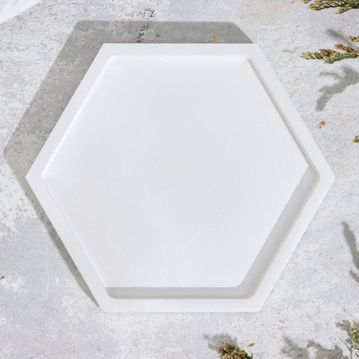 Подсвечник Подсвечник "Шестигранник. Мрамор" из гипса,9,7х11,3х1см,белый перламутр