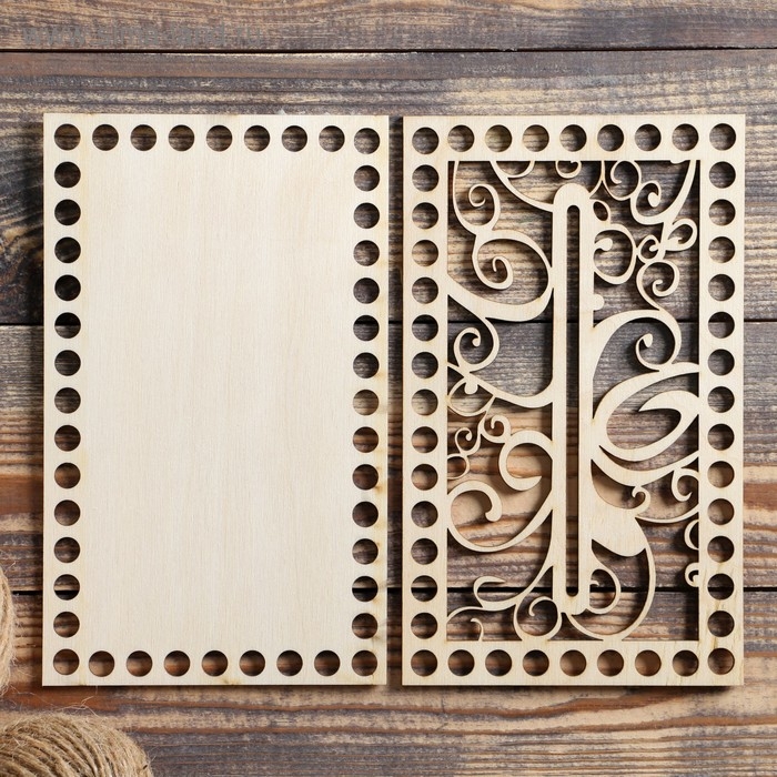 Набор заготовок для вязания "Прямоугольник, ажур", донышко фанера (2 в 1), 20&times;12 см, d=9мм