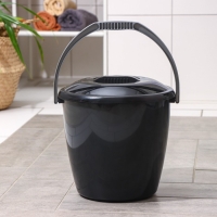 Ведро с крышкой &laquo;Удачное.Эконом&raquo;, 10 л, цвет чёрный