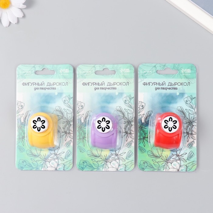 Дырокол фигурный "Контурный цветок" d=1,5 см МИКС 3х4х3,5 см