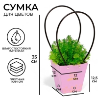 Сумка для цветов Лиловая "Здесь живет Любовь" влагостойкая 12x12-8x8-12.5 см Сумка для цветов Лиловая "Здесь живет Любовь" влагостойкая 12x12-8x8-12.5 см