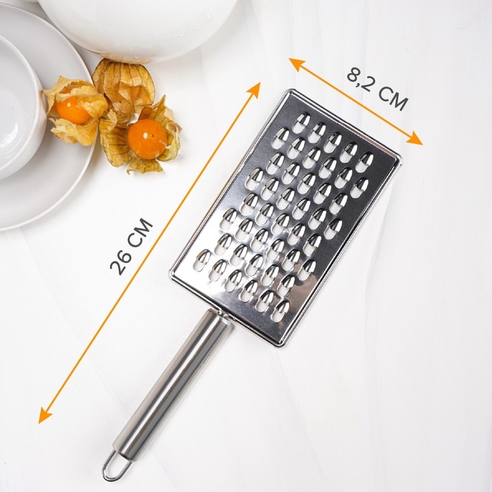 Тёрка для сыра крупная Доляна &laquo;Металлик&raquo;, 14&times;8 см, с ручкой, цвет серебристый