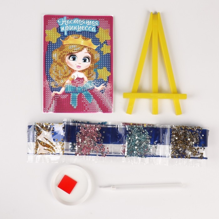 Алмазная мозаика с частичным заполнением на подставке для детей «Настоящая принцесса», 10 х 15 см Алмазная мозаика с частичным заполнением на подставке для детей «Настоящая принцесса», 10 х 15 см