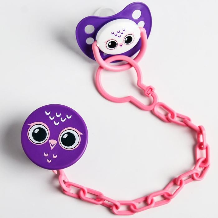 Держатель для соски - пустышки «Сова», на цепочке Держатель для соски - пустышки «Сова», на цепочке