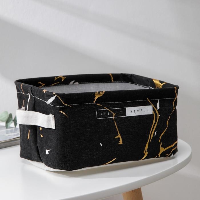 Корзина для хранения с ручками Доляна &laquo;Мрамор&raquo;, 23&times;16&times;12 см, цвет чёрный