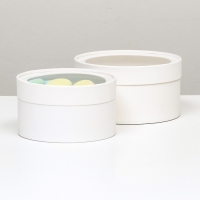 Набор 2 в 1 круглых коробок "Белая" с окном, 21 х 11 - 18 х 10 см Набор 2 в 1 круглых коробок "Белая" с окном, 21 х 11 - 18 х 10 см