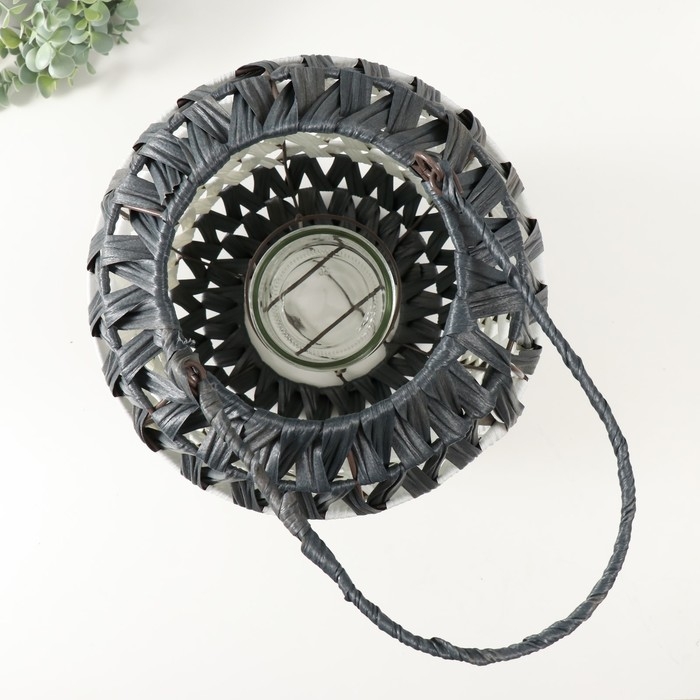 Подсвечник пластик на 1 свечу "Зигзаг" чёрно-белый 14х26х40 см