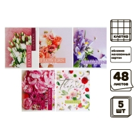 Комплект тетрадей из 5 штук, 48 листов в клетку Calligrata "Флористика", обложка мелованный картон, блок №2, белизна 75% (серые листы) Комплект тетрадей из 5 штук, 48 листов в клетку Calligrata "Флористика", обложка мелованный картон, блок №2, белизна 75% (серые листы)