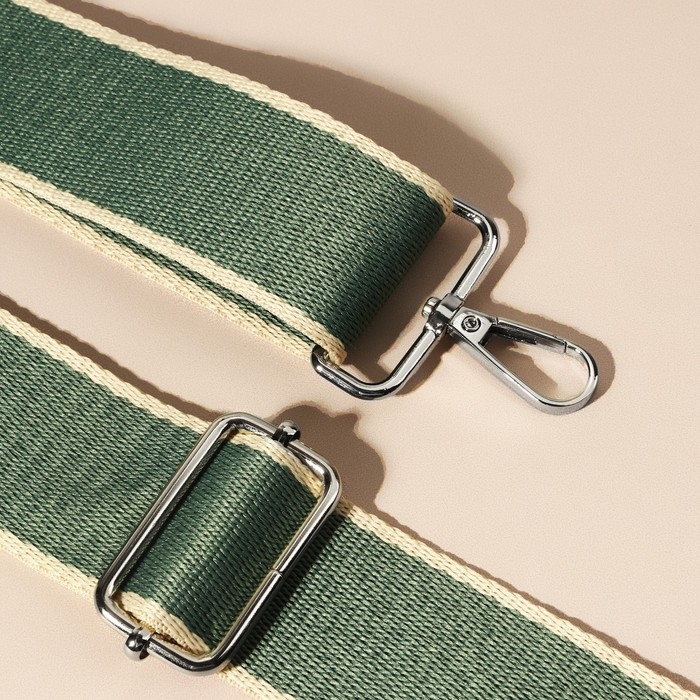 Ручка для сумки, стропа, 135 &plusmn; 3 &times; 3,8 см, цвет изумрудный/молочный