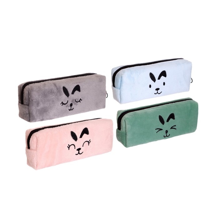 Пенал школьный на молнии "Мордочка", МИКС