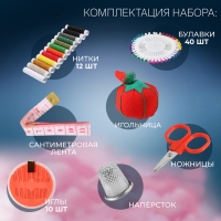 Швейный набор, 67 предметов, в сумочке ПВХ, 4 &times; 9 &times; 16,5 см, цвет МИКС