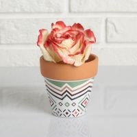 Горшок "Трапеция" терракот с узором, 9х9см, МИКС Горшок "Трапеция" терракот с узором, 9х9см, МИКС