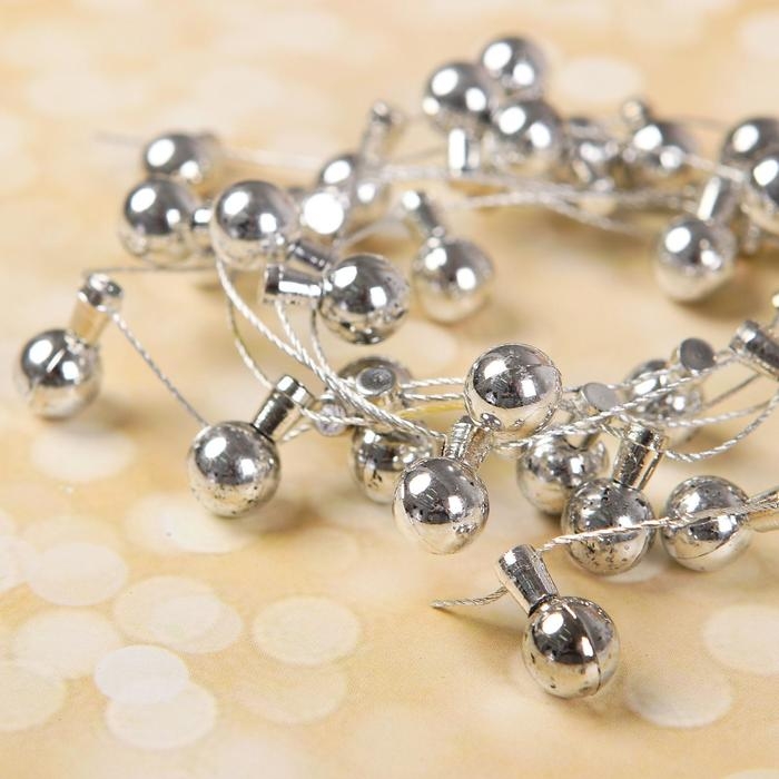 Миниатюра кукольная &laquo;Гирлянда - шарик&raquo; длина 1 метр, игрушка: 1,5&times;0,8 см, цвет серебряный