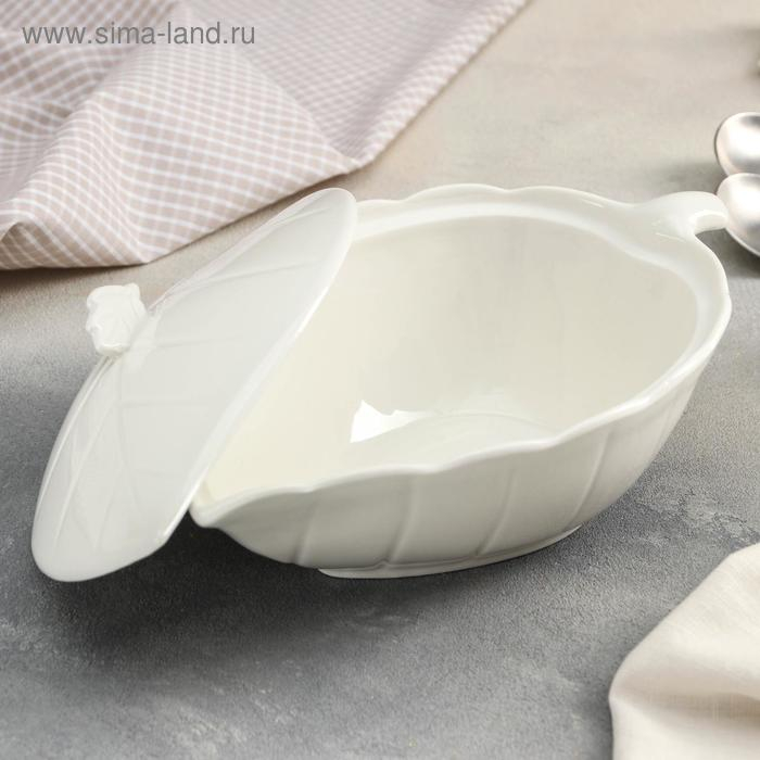 Супница керамическая &laquo;Лист&raquo;, 26&times;17&times;12 см, цвет белый
