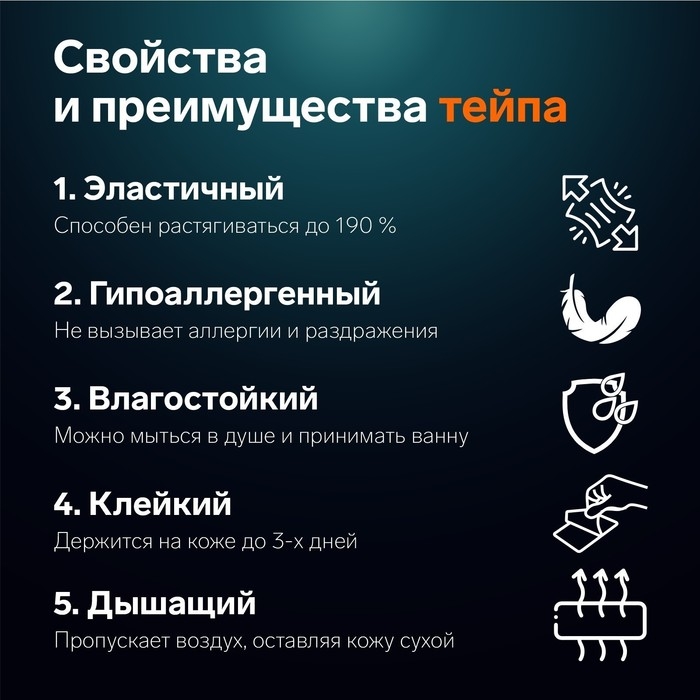 Кинезио - тейп, 10 см &times; 5 м, цвет синий