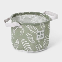 Корзинка для мелочей с ручками Доляна Leaves, 20&times;20&times;15 см, круглая, цвет зелёный