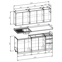 Кухонный гарнитур Зара 2000х600 белый