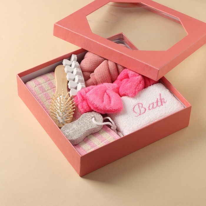 Набор банный, 7 предметов (3 мочалки, повязка на голову, расчёска, разделитель для пальцев, пемза), цвет МИКС Набор банный, 7 предметов (3 мочалки, повязка на голову, расчёска, разделитель для пальцев, пемза), цвет МИКС