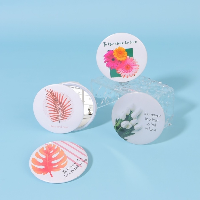 Зеркало карманное &laquo;Растения&raquo;, d = 7 см, цвет МИКС