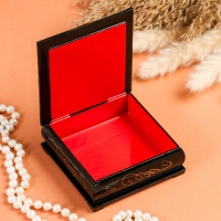 Шкатулка "Цветы" с накладкой, 10&times;10 см, лаковая миниатюра