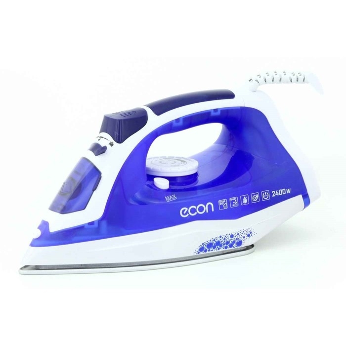 Утюг Econ ECO-BI2402, 2400Вт, керамическая подошва, 40 г/мин, 220 мл, цвет белый-синий Утюг Econ ECO-BI2402, 2400Вт, керамическая подошва, 40 г/мин, 220 мл, цвет белый-синий