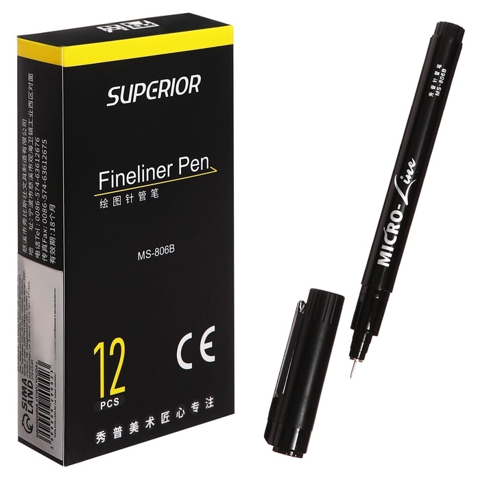 Маркер профессиональный линер черный, тонкая линия, 0.03мм Маркер профессиональный линер черный, тонкая линия, 0.03мм