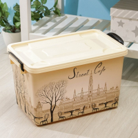 Контейнер для хранения с крышкой &laquo;Уличное кафе&raquo;, 35 л, 50,5&times;31,5&times;28 см, на колёсиках, цвет слоновая кость